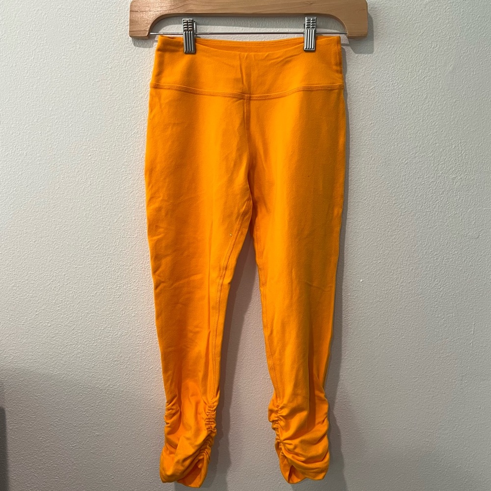 Beyond Yoga Ruched Hem Orange Legging Tights Small